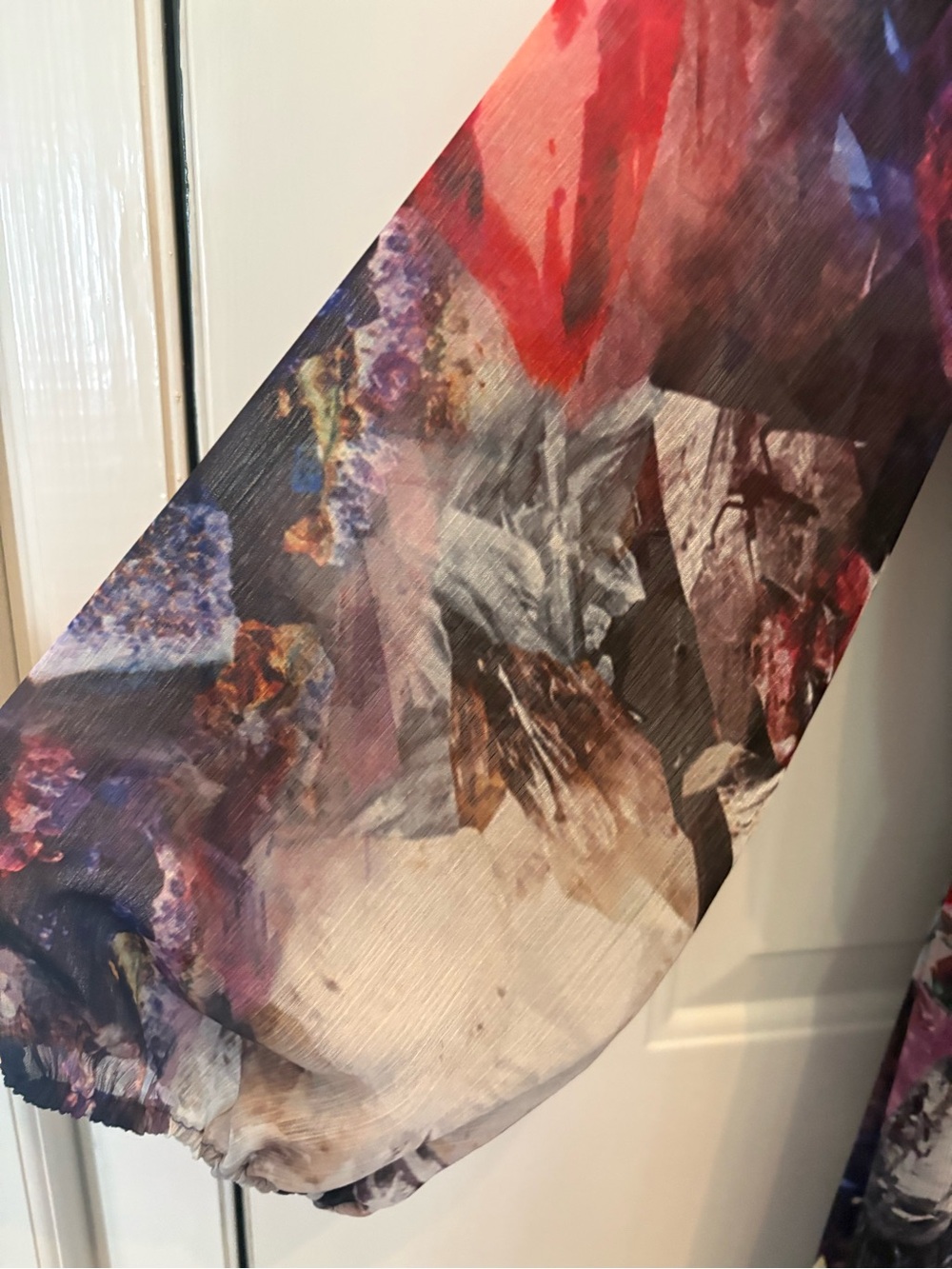 Alice + Olivia Purple Abstract Floral Chiffon Mini Dress Long Sleeve Boho Party - Picture 4 of 6